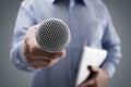 Interview with microphone Royalty Free Stock Photo