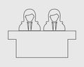 Interview Panel line Icon with desk