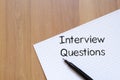 Interview questions write on notebook Royalty Free Stock Photo