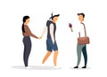 Interviewing random strangers flat color vector faceless characters Royalty Free Stock Photo