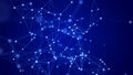 Interweaving of dots and lines in cyber space. Study, collection and processing of data. Business analytics. 3D rendering