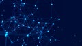 Interweaving of dots and lines in cyber space. Study, collection and processing of data. Business analytics. 3D rendering