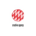 Interweaving lines pattern circle logo, intersection geometric shape design element, creative agency emblem