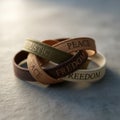 Intertwined Bands Symbolizing Justice, Peace, and Freedom: a powerful visual of core values and unity. Royalty Free Stock Photo