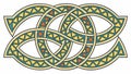 Interwoven Celtic Knot Band in Green and Yellow, vector design Generative AI Royalty Free Stock Photo