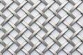 Interwoven cris cross metal fabric texture seamless blank white background. Abstract white background Royalty Free Stock Photo