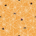 Interwoven hand drawn spider web seamless pattern, great as Halloween background, textiles, banners, wallpapers - vector design Royalty Free Stock Photo