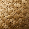 Interwoven pattern of natural, light brown wicker or bamboo strips, tightly braided in a Royalty Free Stock Photo