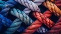 Interwoven Strength: Colorful Ropes Symbolizing Unity. Generative ai