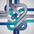 Interwoven three dimensional ribbons in shades of blue and gray on Royalty Free Stock Photo