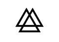 Interwoven triangles, valknut, sacred geometry. Flat icon. Logo, tattoo, occult amulet. Esoteric symbol vector illustration