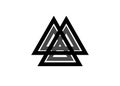 Interwoven triangles, valknut, sacred geometry. Flat icon. Logo, tattoo, occult amulet. Esoteric symbol vector illustration sign