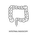 Intestinal endoscopy illustration. Equipment for endoscopy icon line in vector.