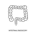 Intestinal endoscopy illustration. Equipment for endoscopy icon line in vector. Royalty Free Stock Photo