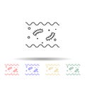 Intestinal flora intestine multi color icon. Simple thin line, outline vector of probiotics icons for ui and ux, website or mobile