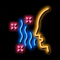 intestinal infection transmitted by airborne droplets neon glow icon illustration