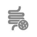 Intestine with bacteria grey icon. Diseased internal organ symbol. Royalty Free Stock Photo