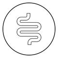 Intestine or bowels icon black color in circle round