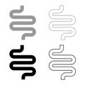 Intestine or bowels icon set grey black color