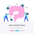 Intestine health landing page. Rectum vector flat