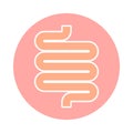 Intestine human organ icon in the circle