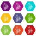 Intestine virus icons set 9 vector