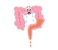 Intestine white background. Diarrhea. Vector.