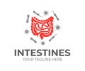 Intestines and bacteria, logo design. Health, medicine, hygiene and healthcare, vector design