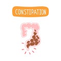 Vector illustration of Intestines with hard, dry feces