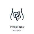 intestines icon vector from body parts collection. Thin line intestines outline icon vector illustration