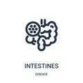 intestines icon vector from disease collection. Thin line intestines outline icon vector illustration. Linear symbol for use on