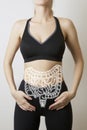 Intestines visualisation on woman body closeup Royalty Free Stock Photo