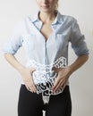 Intestines visualisation on woman body closeup Royalty Free Stock Photo