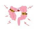 Intestines on a white background. Bloating. Vector.