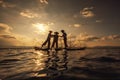 Intha Burmese fishermen on boat catching fish traditional at Inle Lake