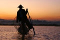 Intha fisherman silhouette, Inle Lake, Myanmar Burma