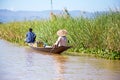 Inthas travel on boat in Inle, Myanmar Asia