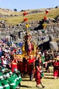 Inti Raymi Festival Inca King Entering Standing On Throne