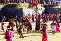 Inti Raymi Festival Inca King Walking With Entourage