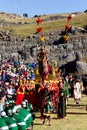 Inti Raymi Festival Men In Traditional Costume Carry Inca King