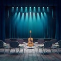 Intimate concert setting empty stage awaits unplugged live music performance Royalty Free Stock Photo