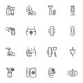 Intimate hygiene, menstruation line icons set