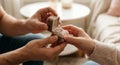 Intimate Moment as Couple Exchange Ring in Velvet Box for Proposal or Gift Royalty Free Stock Photo
