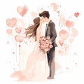 Watercolor loving couple of your wedding