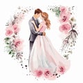 Watercolor loving couple of your wedding