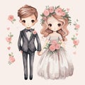 Watercolor loving couple of your wedding