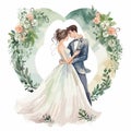 Watercolor loving couple of your wedding