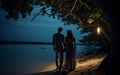Intimate Moments: Couple & Night Sea Under Maui Stars