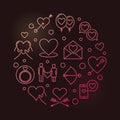 Intimate Relationship vector round colorful outline illustration