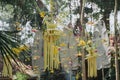 Intimate table setting and environment decoration. Indonesian style. Javanese. Balinese